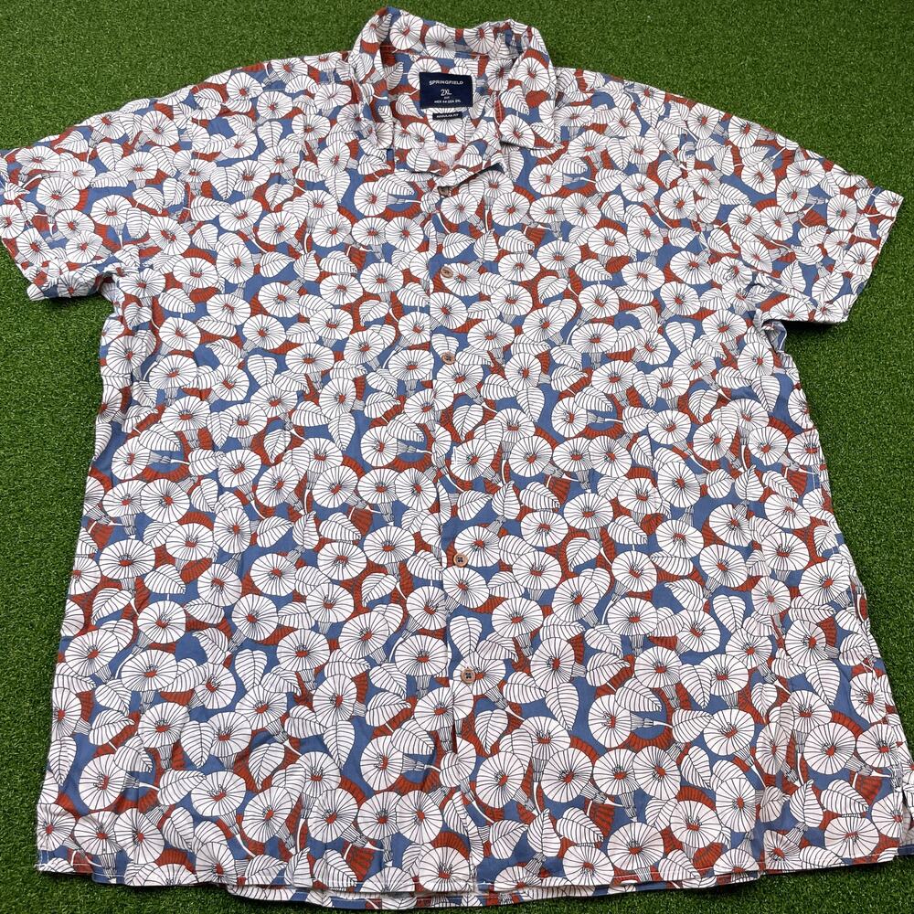 Springfield Mens Regular Fit Casual Camp Aloha Button Up Shirt Sz 2XL